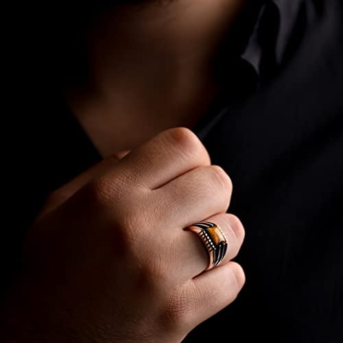 Babylon Silver Natural Tiger Eye Stone Solid 925 Sterling Silver Special Design Elegant Ring for Men (7) - Image 3