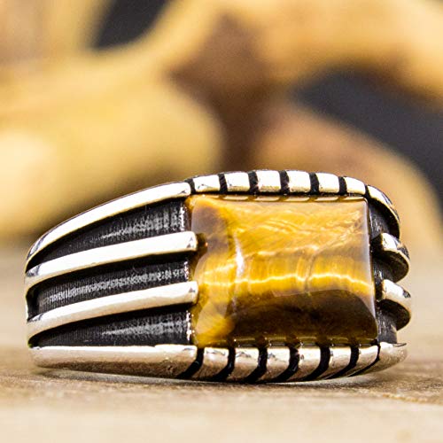 Babylon Silver Natural Tiger Eye Stone Solid 925 Sterling Silver Special Design Elegant Ring for Men (7) - Image 4