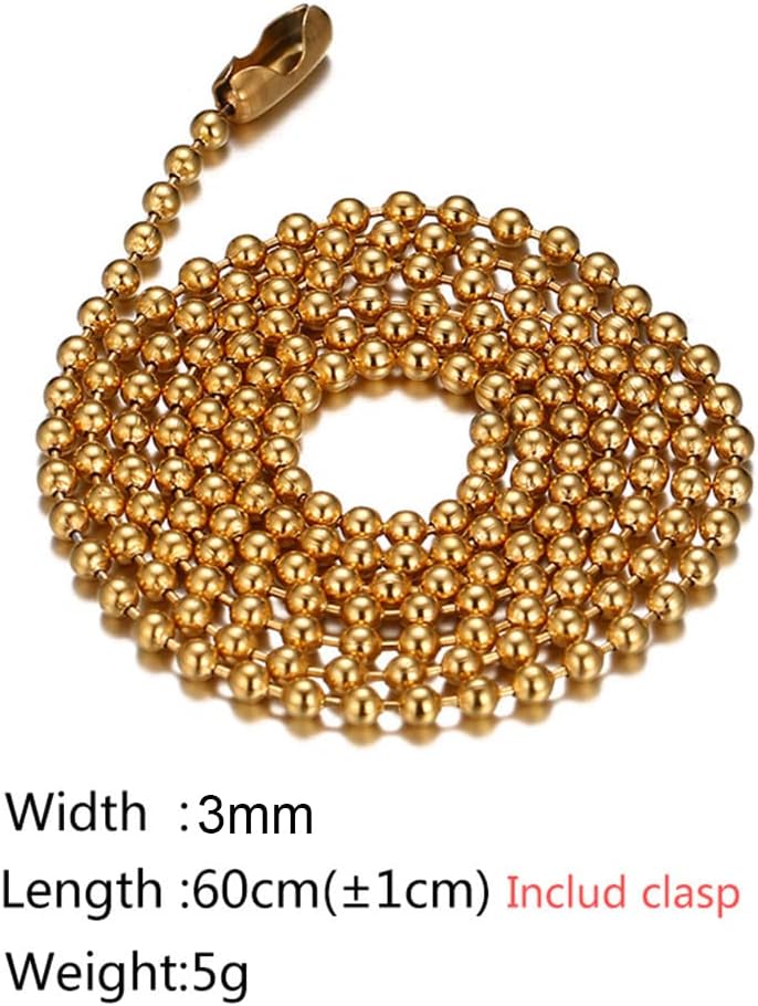 SINLEO Titanium Stainless Steel Small Beads Ball Chain Necklace for Men Women 24-38 Inches Silver Black Gold - Image 2