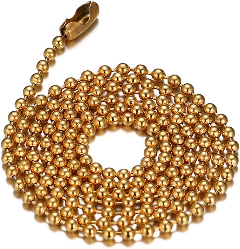 SINLEO Titanium Stainless Steel Small Beads Ball Chain Necklace for Men Women 24-38 Inches Silver Black Gold - Image 1