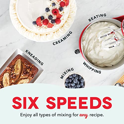 DASH Stand Mixer (Electric Mixer for Everyday Use): 6 Speed Stand Mixer with 3 qt Stainless Steel Mixing Bowl, Dough Hooks & Mixer Beaters for Dressings, Frosting, Meringues & More - Red, DCSM250RD - Image 3