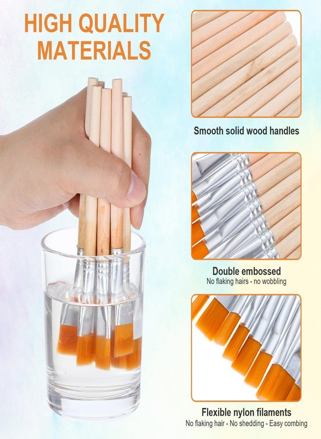 Ymapinc 10Pcs Flat Small Paint Brushes for Kids, 3/5 Inch Wood Mini Flat Brushes for Watercolor, Small Craft Paint Brush for Touch Up, Oil and Acrylic - Image 2