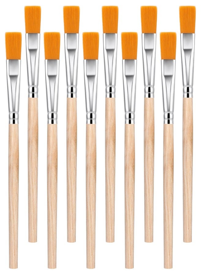 Ymapinc 10Pcs Flat Small Paint Brushes for Kids, 3/5 Inch Wood Mini Flat Brushes for Watercolor, Small Craft Paint Brush for Touch Up, Oil and Acrylic - Image 1