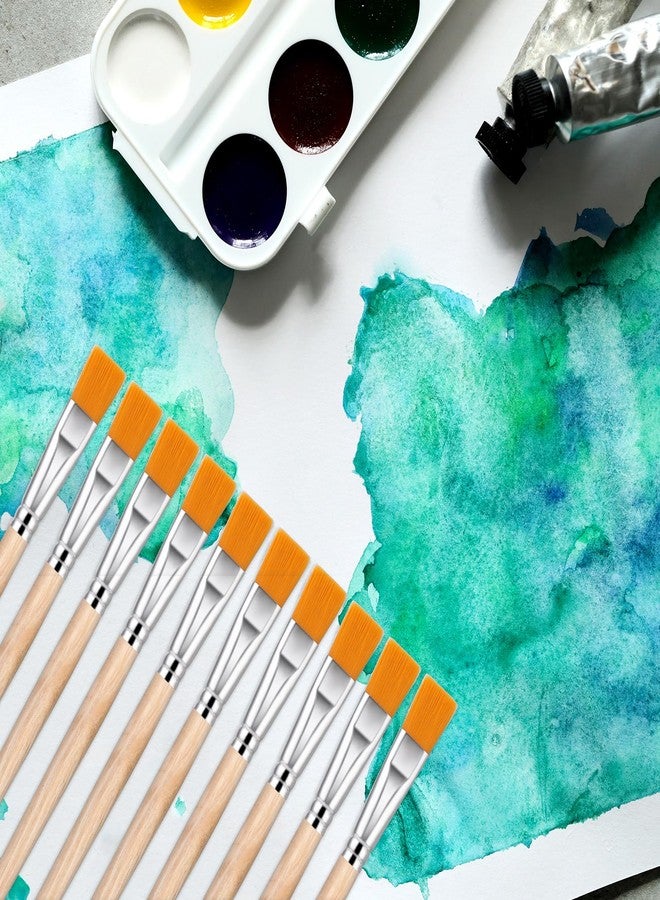 Ymapinc 10Pcs Flat Small Paint Brushes for Kids, 3/5 Inch Wood Mini Flat Brushes for Watercolor, Small Craft Paint Brush for Touch Up, Oil and Acrylic - Image 4