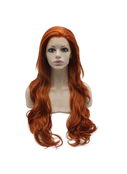 MX angel - Mxangel Long Wavy Reddish Blonde Synthetic Lace Front Wig - Image 1