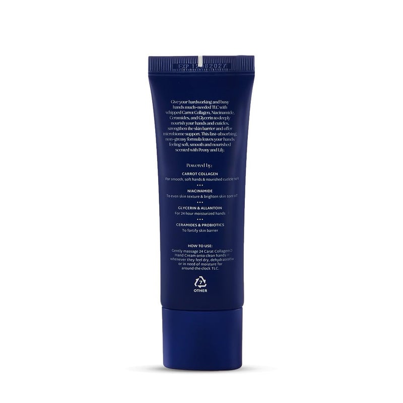 Raise 24 Carat Collagen Hand Cream for All Skin Types Smoothens Fine Lines Wrinkles Infused with Carrot Collagen Niacinamide Ceramides Hydration Repair Nourishment 30ml - Image 2