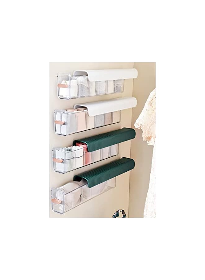 Green Tiger Removable compartment storage box wall-mounted finishing underwear socks 3-in-1 punch-free mini push-pull storage box（green） - Image 2