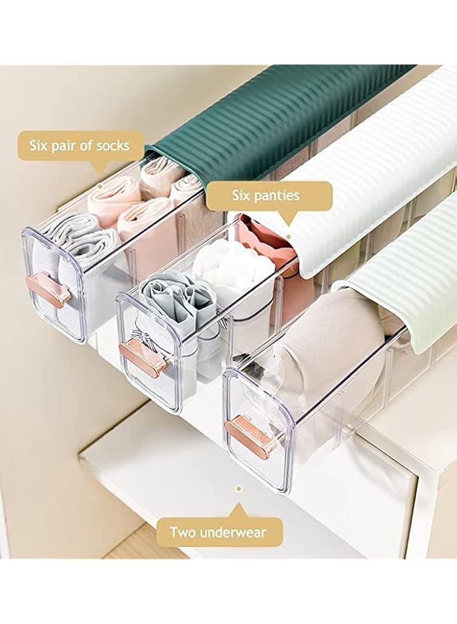 Green Tiger Removable compartment storage box wall-mounted finishing underwear socks 3-in-1 punch-free mini push-pull storage box（green） - Image 4