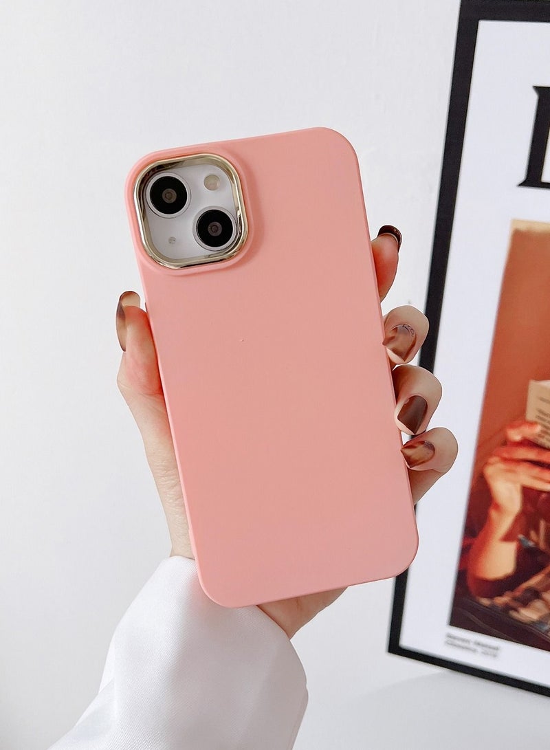 Soft Liquid Silicon iPhone 14 Case 6.1 Inch Electroplating Shockproof Protective Case For iPhone 14 Cover Pink