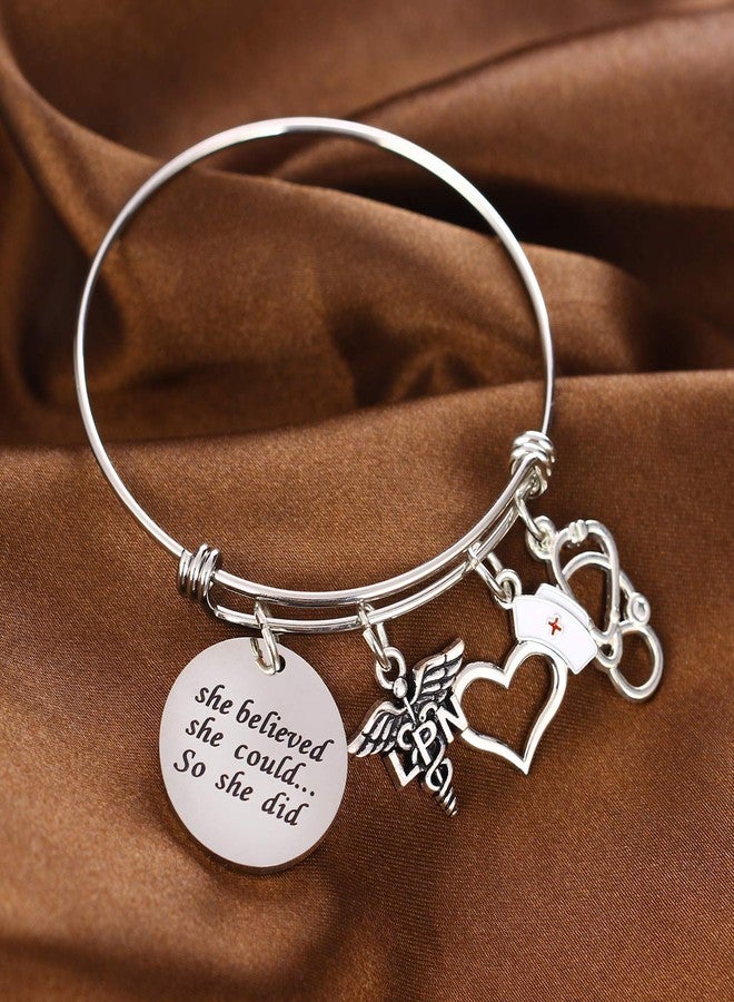 YeeQin She Believed She Could Nurse Charm Bracelet - Expandable Bangle RN LPN Graduation Gift for Nurse Jewelry (LPN) - Image 4