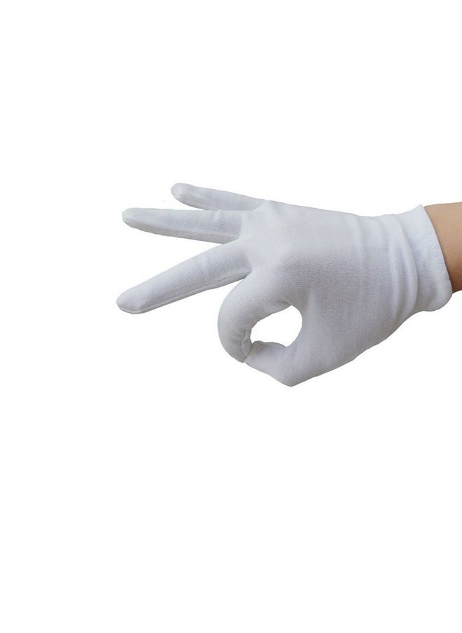lasenersm lasenersm 12Pcs/6 Pairs 8.27 Inches White Cotton Gloves Work Gloves One Size  - Image 2