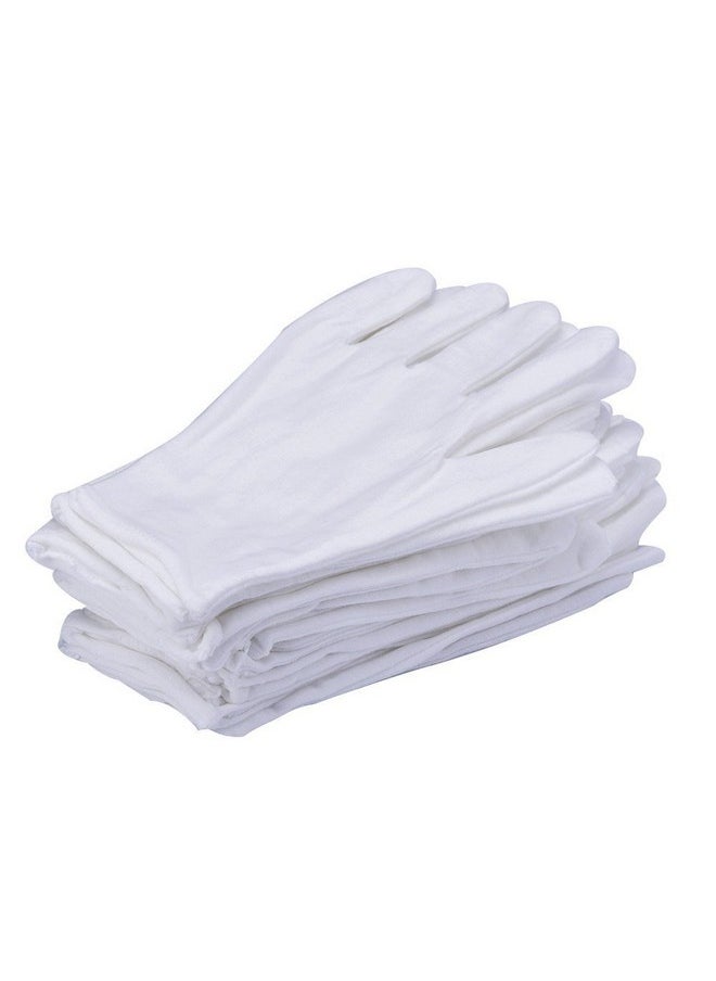 lasenersm lasenersm 12Pcs/6 Pairs 8.27 Inches White Cotton Gloves Work Gloves One Size  - Image 1