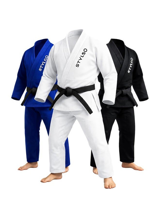 Stylso Bjj Gi For Men, Kimono Brazilian Jiu Jitsu Gi with Preshrunk Fabric and Free Belt, IBJJF, White, A4 - Image 3
