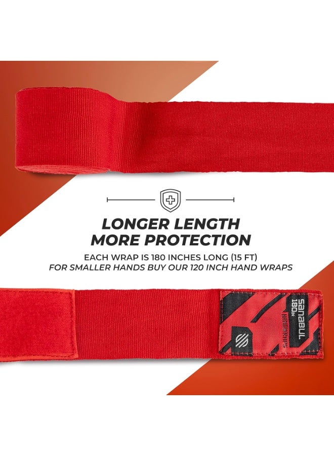 Sanabul  Elastic Professional 180 inch Handwraps for Boxing Kickboxing Muay Thai MMA (Red, 180 inch) - Image 4
