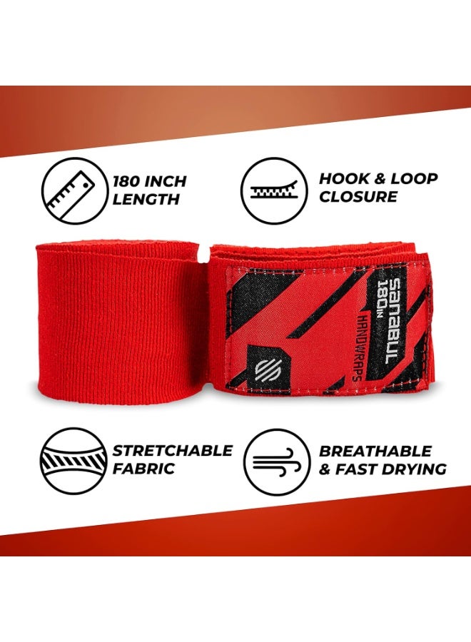 Sanabul  Elastic Professional 180 inch Handwraps for Boxing Kickboxing Muay Thai MMA (Red, 180 inch) - Image 3