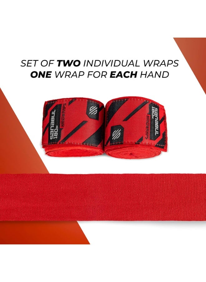 Sanabul  Elastic Professional 180 inch Handwraps for Boxing Kickboxing Muay Thai MMA (Red, 180 inch) - Image 2