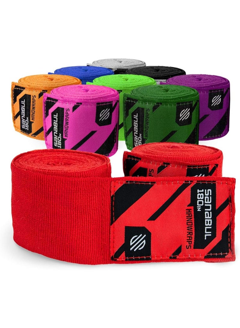 Sanabul  Elastic Professional 180 inch Handwraps for Boxing Kickboxing Muay Thai MMA (Red, 180 inch) - Image 1