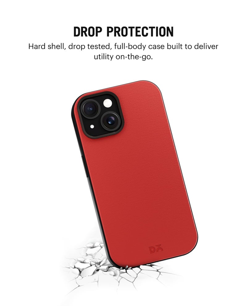 DailyObjects حافظة ديلي أوبجيكتس المصنوعة من الجلد الصناعي لهاتف iPhone 15 متوافقة مع الشحن اللاسلكي ماج-سيف | غطاء خلفي مغناطيسي هجين باللون القرمزي-الرمادي - Image 4