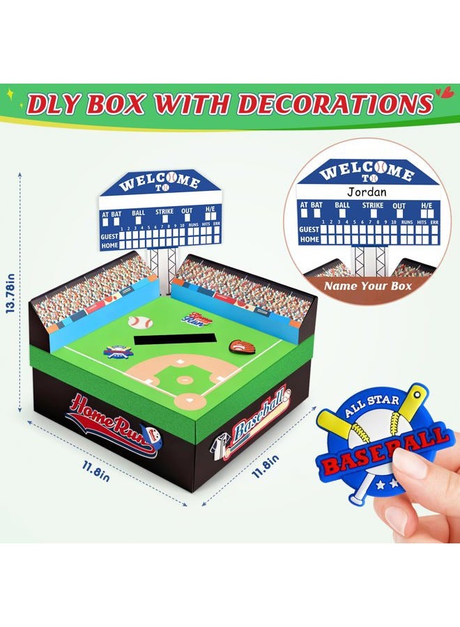 Gloween Baseball Valentines Day Box and Cards for Kids Classroom School Exchange, Great Valentines Gifts Party Favors for Boys Girls (1 Baseball Field Box, 32 Valentine Cards, 1 Teacher Card) - Image 2
