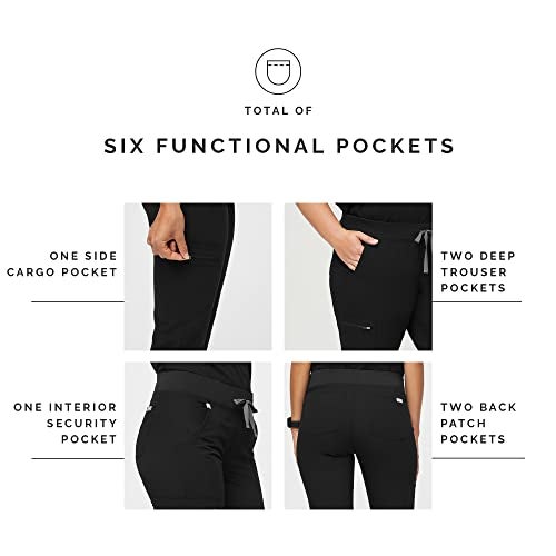 FIGS Zamora Jogger Style Scrub Pants for Women - Black, S - Image 5