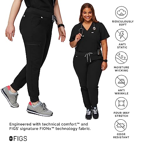 FIGS Zamora Jogger Style Scrub Pants for Women - Black, S - Image 3