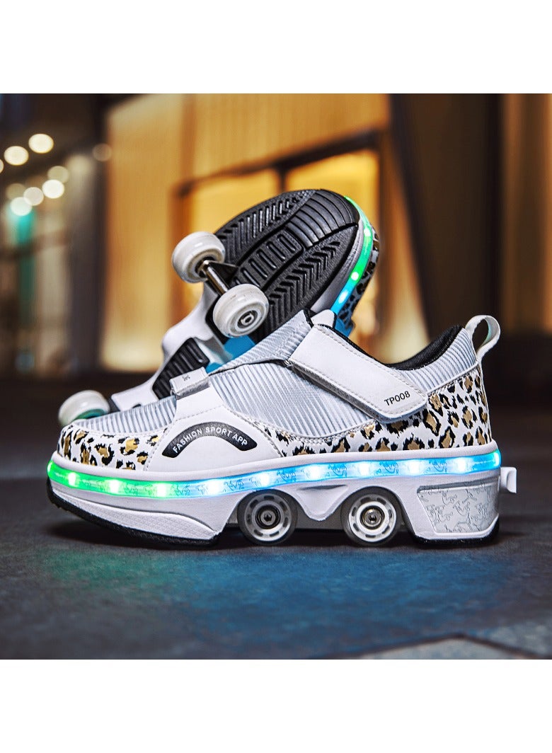 Loquat LED Flash Light Sneaker Skate Shoes with Wheels USB Charging Roller Skates Shoes - Image 2