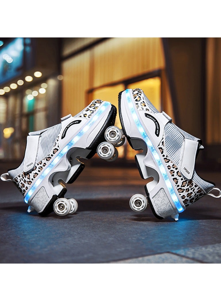 Loquat LED Flash Light Sneaker Skate Shoes with Wheels USB Charging Roller Skates Shoes - Image 4