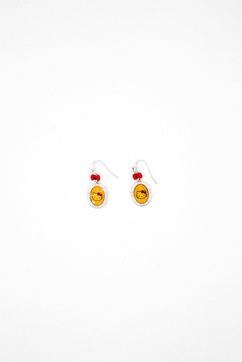 Sanrio Kids Girl 1 Pair Hello Kitty Cluster Drop Earrings, Yellow  - Image 3
