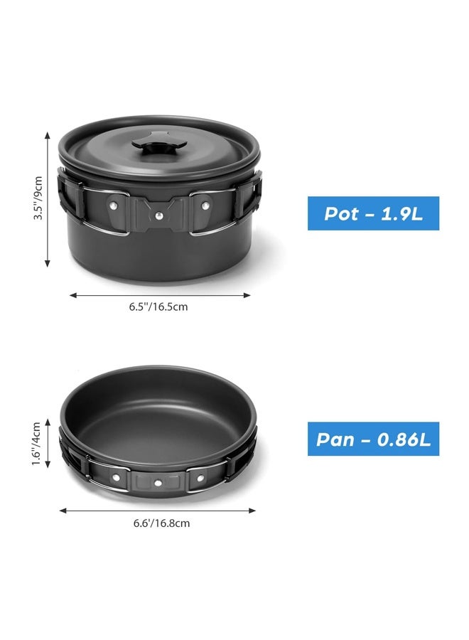 15 قطعة من أدوات الطبخ للتخييم، غير عصا خفيفة الوزن وعاء مجموعة مع كؤوس من الفولاذ المقاوم للصدأ الشوك سكاكين ملعقة للتخييم الظهر التعبئة في الهواء الطلق النزهة - Image 3