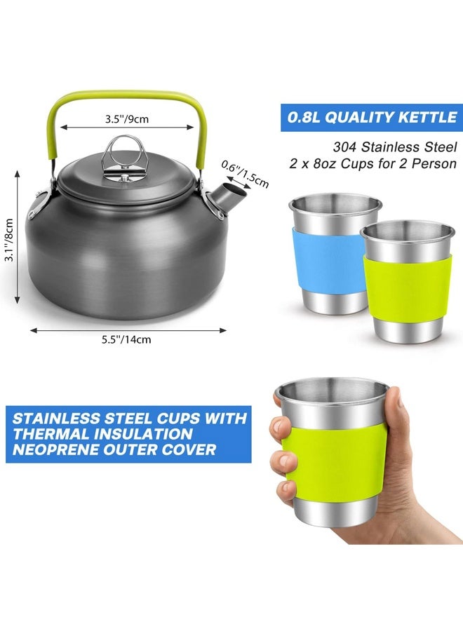 15 قطعة من أدوات الطبخ للتخييم، غير عصا خفيفة الوزن وعاء مجموعة مع كؤوس من الفولاذ المقاوم للصدأ الشوك سكاكين ملعقة للتخييم الظهر التعبئة في الهواء الطلق النزهة - Image 2