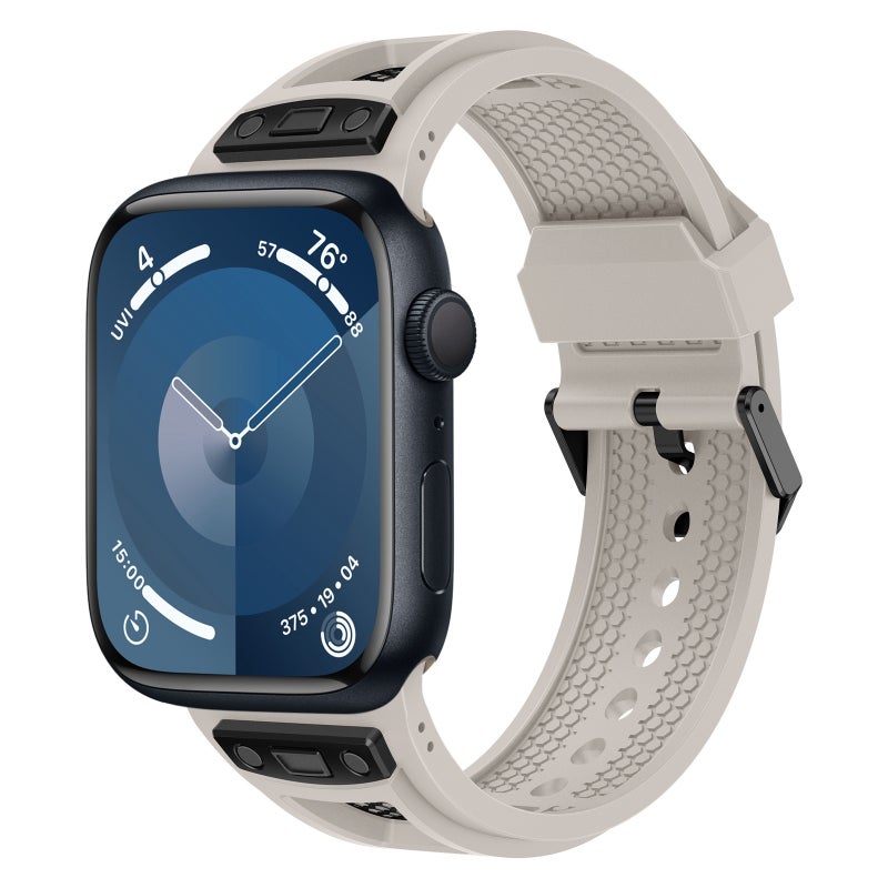 erorex For  Apple Watch Series 9 45Mm Breathable Stainless Steel Mesh Tpu Watch Band(Starlight Black) - Image 1