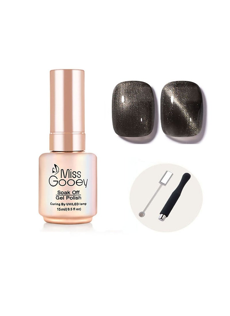 Miss Gooey Nail Polish Set Gel Nail Polish Cat Eye Color Change Glitter with Magnetic Stick Kit Super Shiny Color Long Lasting UV LED Needs Quick Drying Magnetic Art Manicure DIY At Home Soak for Women  - Image 1