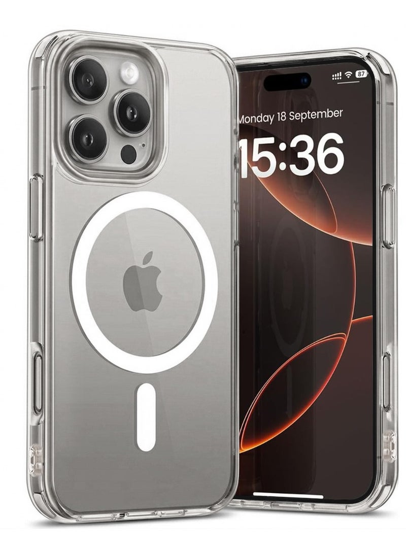 O Ozone Magnetic Case Compatible with iPhone 15 Pro Max, Compatible with MagSafe Shockproof Military-Grade Protection, Classic Hybrid Phone Case - Clear - Image 1