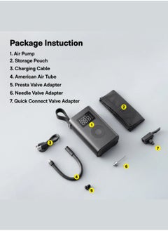HOTO Compact Smart Inflator – HOTO Inflatable Treasure with Auto-Stop, Built-in Tire Pressure Gauge, 2000mAh Dual Lithium Battery, Fast Inflation for Tires, Balls & More – Black – QWCQA001  - Image 4