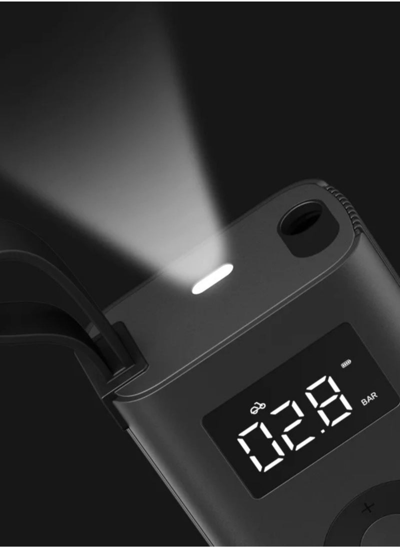 HOTO - Compact Smart Inflator – HOTO Inflatable Treasure with Auto-Stop, Built-in Tire Pressure Gauge, 2000mAh Dual Lithium Battery, Fast Inflation for Tires, Balls & More – Black – QWCQA001 - Image 1