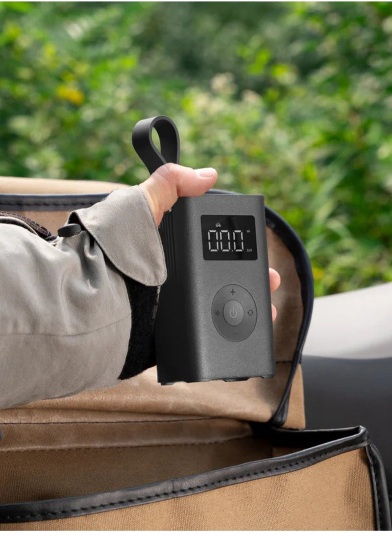 HOTO - Compact Smart Inflator – HOTO Inflatable Treasure with Auto-Stop, Built-in Tire Pressure Gauge, 2000mAh Dual Lithium Battery, Fast Inflation for Tires, Balls & More – Black – QWCQA001 - Image 1