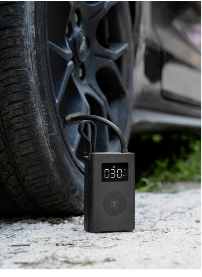 HOTO Compact Smart Inflator – HOTO Inflatable Treasure with Auto-Stop, Built-in Tire Pressure Gauge, 2000mAh Dual Lithium Battery, Fast Inflation for Tires, Balls & More – Black – QWCQA001  - Image 3