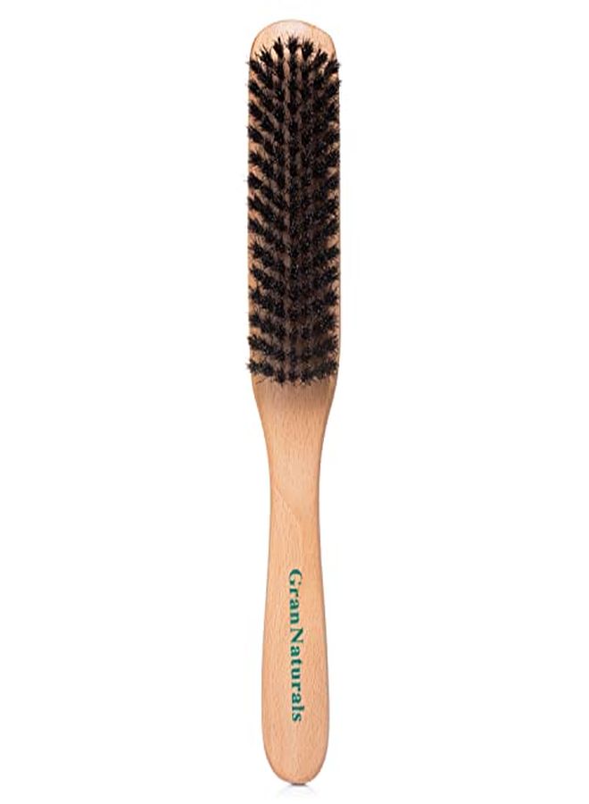 GranNaturals Boar Bristle Men'S Hair Brush Comb With Natural Wood Handle & Black Thick Medium Stiffness Bristles Detangles Hair Fights Frizz Professional Barber Styling & Grooming Accessories - Image 1