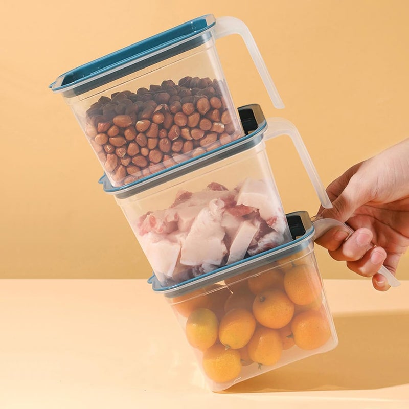 Wolpin Fridge Storage Containers (Set Of 3 Pcs) Food Refrigerator Organizer Container With Handle & Lid For Fruits, Vegetables, Nuts, Egg Box Meat, Fish Stackable, Plastic - Clear - Image 1