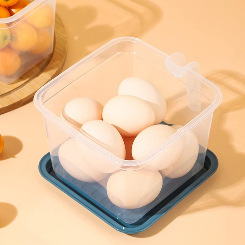 Wolpin Fridge Storage Containers (Set Of 3 Pcs) Food Refrigerator Organizer Container With Handle & Lid For Fruits, Vegetables, Nuts, Egg Box Meat, Fish Stackable, Plastic - Clear - Image 2