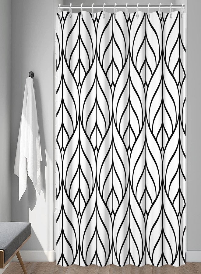 Ruelvth Black and White Shower Curtain, Modern Aesthetic Black Striped Shower Curtain Set for Bathroom Waterproof Polyester Shower Curtain with Hooks, 72x72 Inch - Image 3