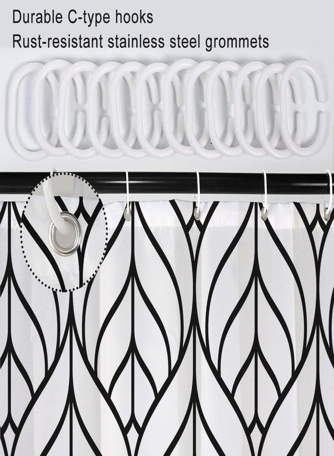 Ruelvth Black and White Shower Curtain, Modern Aesthetic Black Striped Shower Curtain Set for Bathroom Waterproof Polyester Shower Curtain with Hooks, 72x72 Inch - Image 5