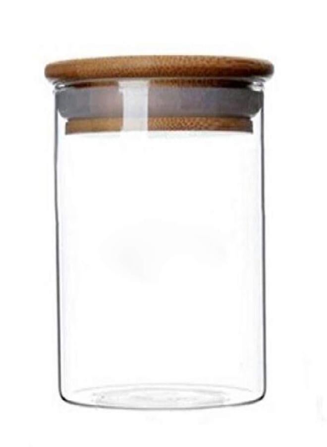 Elandy 2PCS Clear Glass Canister Food Storage Jars Pots With Airtight Wood Lids and Silicone Seal Ring Kitchen Food Containers Organizers for Coffee Beans Loose Tea Nuts Sugar Candy Spice Pasta(250G/8.5oz)  - Image 2