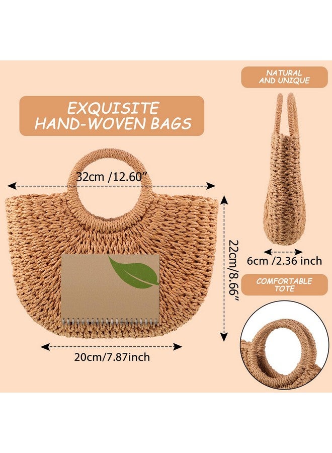 Frienda Straw Tote Bag Summer Beach Bag Handmade Straw Woven Handbag for Women Travel - Image 2