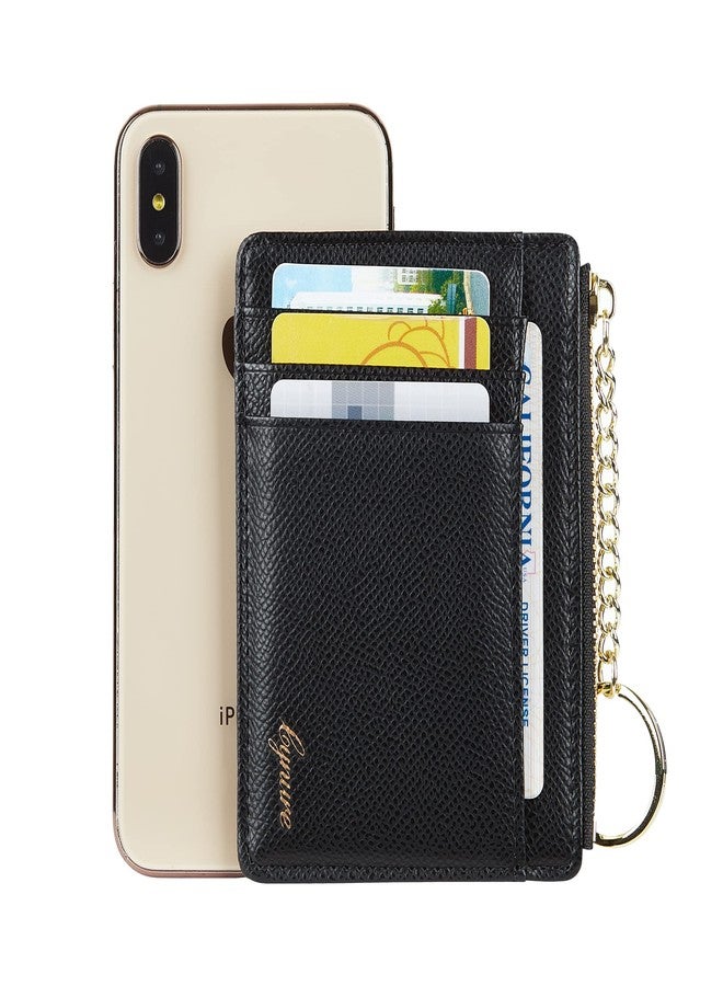 سينيور محفظة نسائية أنيقة وبسيطة لحفظ البطاقات والعملات المعدنية، مزودة بحلقة مفاتيح ونافذة لبطاقة الهوية، لون أسود. - Image 5