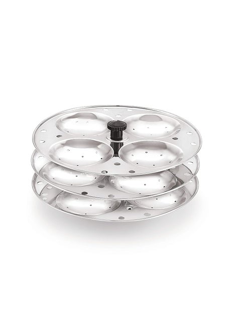Komal Stainless Steel Idly Stand Suitable for Outer Lid Cooker4x3 PlatesSilver Standard