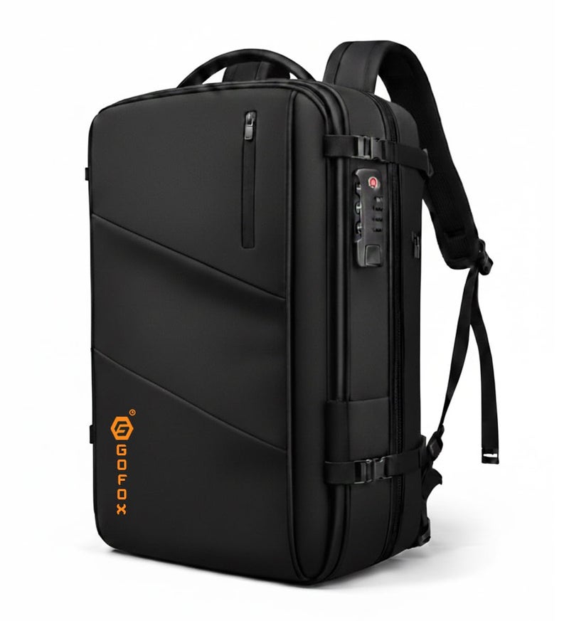 GoFox Premium Suitcase Laptop Backpack for Travelling | Expandable 45L | USB Charging | 17'' Anti-Theft with Number Lock | 3-in-1 Organised & Durable Bag Packer for Men & Women | Black - Image 1