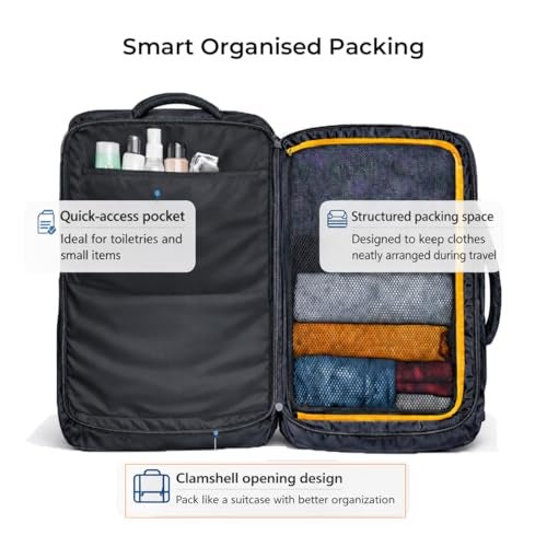 GoFox Premium Suitcase Laptop Backpack for Travelling | Expandable 45L | USB Charging | 17'' Anti-Theft with Number Lock | 3-in-1 Organised & Durable Bag Packer for Men & Women | Black - Image 3