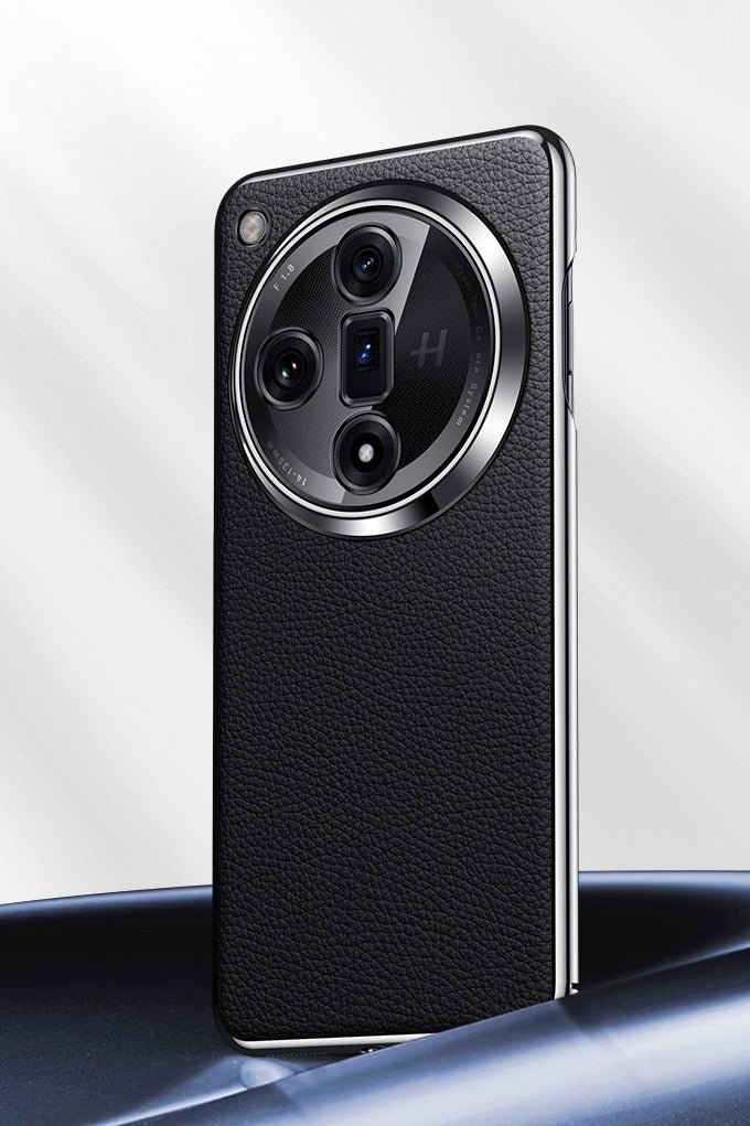 Case for Oppo Find X8 Pro, Genuine Leather Electroplated Protective Cover with Camera Protective Shockproof Ultra Slim Cover - Image 2