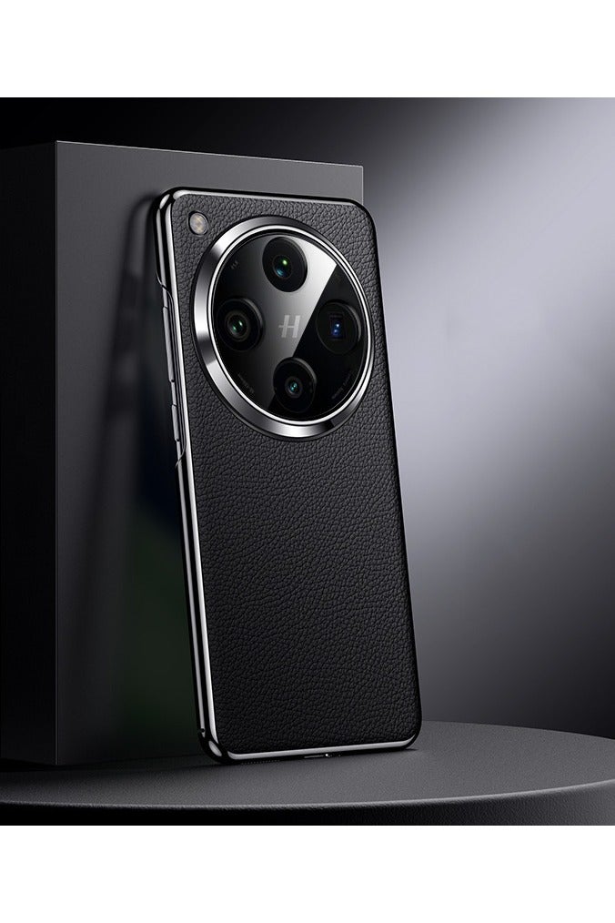 Case for Oppo Find X8 Pro, Genuine Leather Electroplated Protective Cover with Camera Protective Shockproof Ultra Slim Cover - Image 1